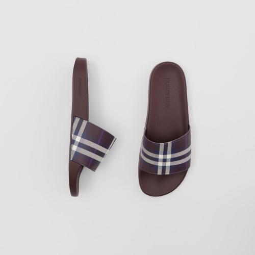  BURBERRY 22年秋冬 男士 格紋印花拖鞋 80552461