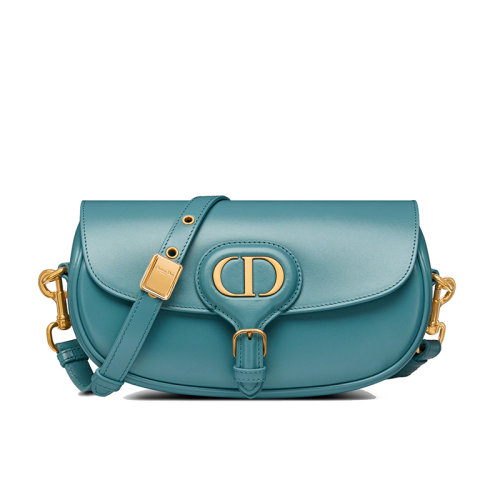 DIOR/迪奧 22新款BOBBY EAST-WEST系列 女士天藍色光面牛皮革翻蓋開合飾金扣單肩斜挎手提包M9327UMOL_M08Z
