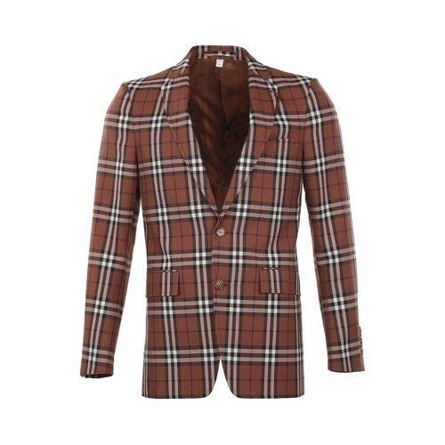 BURBERRY/博柏利 男士棕色羊毛經(jīng)典格紋西裝外套 8048207