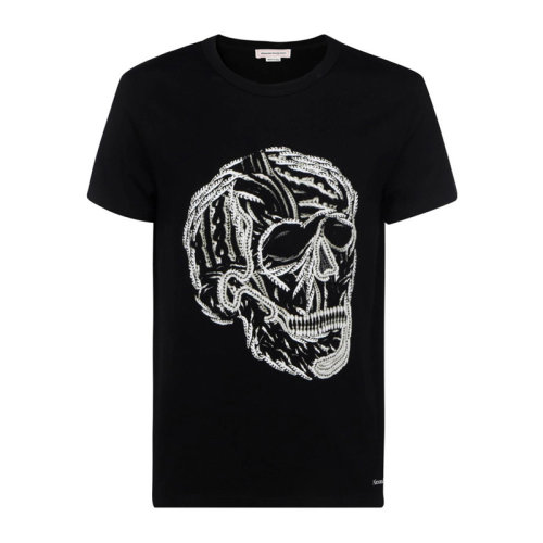Alexander McQueen 亞歷山大·麥昆 男士 服裝  黑色圓領(lǐng)T恤 男士短袖T恤