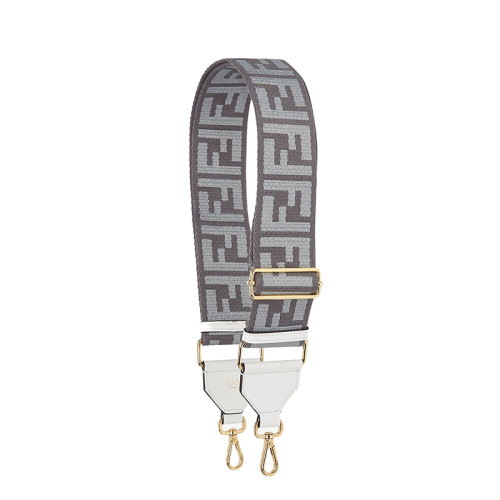 FENDI/芬迪 20  黑色織物FF圖案淺灰色陰影白色皮革包帶8AV134ADKGF1DBT