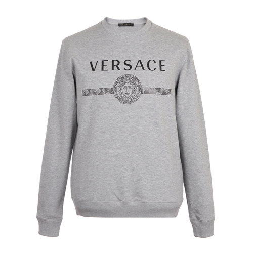 VERSACE/范思哲 男士藍(lán)色棉質(zhì)經(jīng)典字母徽標(biāo)美杜莎頭像印花裝飾圓領(lǐng)長(zhǎng)袖上衣衛(wèi)衣 A83867-A231242-A124