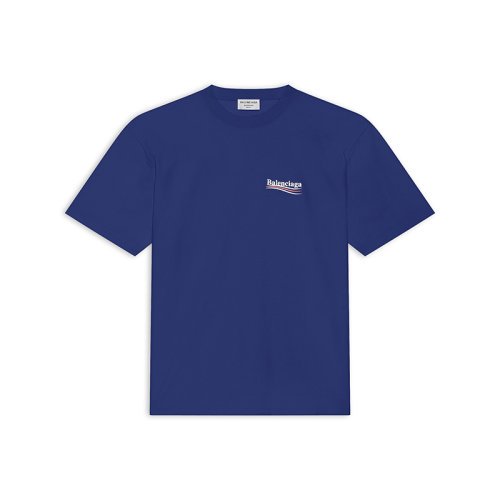 Balenciaga/巴黎世家 22年秋冬新款 男士藍色純棉藝術畫印花短袖T恤620969TIV521195