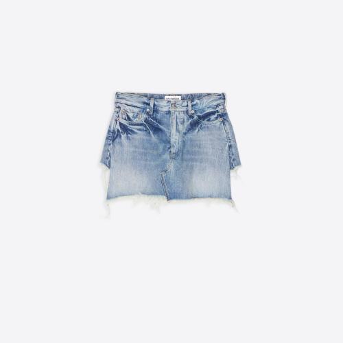  BALENCIAGA巴黎世家 22年春夏 女士 短褲 Womens Trompe Loeil Mini Skirt in Blue 697851TMW2