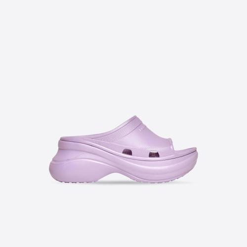  BALENCIAGA巴黎世家 22年秋冬 女士 平底涼鞋 Womens Pool Crocs? Slide Sandal in Purple 67