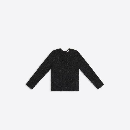  BALENCIAGA巴黎世家 22年秋冬 女士 長袖T恤 Womens Back-to-front Top  in Black 704520T1651