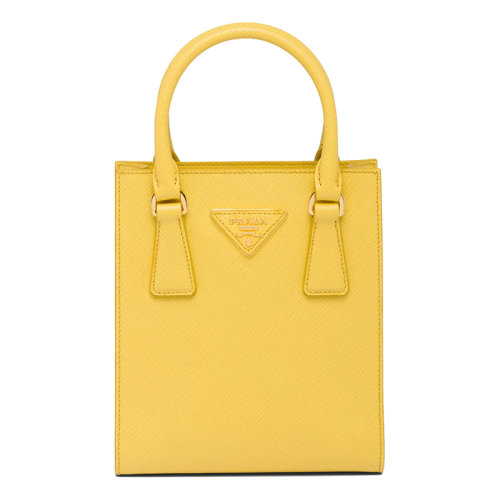 PRADA/普拉達(dá) 22新款 女士陽光黃saffiano皮革金屬扣雙提手可拆卸肩帶斜挎手提包1BA358_NZV_F0377_V_OOO