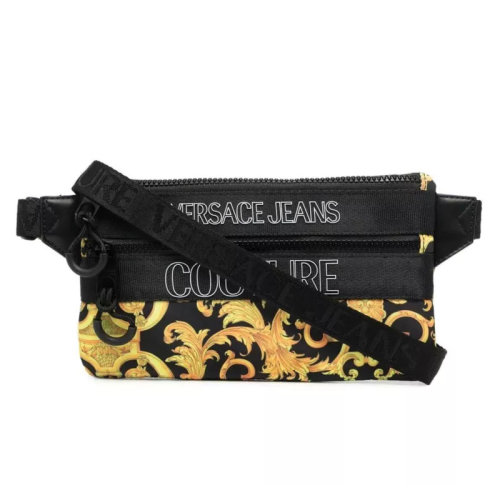 VERSACE JEANS/范思哲牛仔  男包女包黑色錦綸時尚百搭 巴洛克花紋印花化胸包腰包   EE1YWABA6-E71896-EM27
