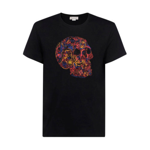 Alexander McQueen/亞歷山大麥昆  男裝  男士骷髏頭印花棉質(zhì)時尚百搭圓領(lǐng)短袖T恤 649873QQZ530901