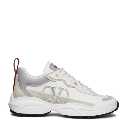 Valentino/華倫天奴 女士白色皮革經(jīng)典字母徽標(biāo)裝飾休閑鞋運動鞋系帶鞋平底鞋單鞋女鞋 VW2S0AB1-KCX-A42