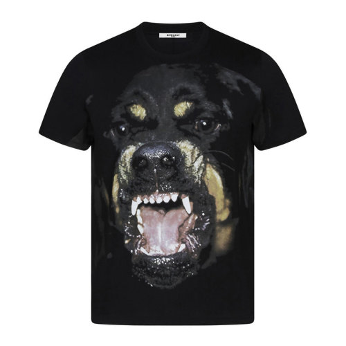 Givenchy/紀(jì)梵希  男士黑色圓領(lǐng)印花狗頭短袖T恤BM705K3Y1P-001