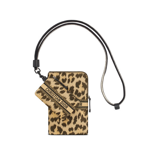 DIOR/迪奧  DIORTRAVEL系列 女士米色拼色Mizza圖案印花技術(shù)面料多功能手拿包S5494SLNC_M1M7