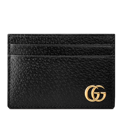 GUCCI/古馳 經(jīng)典款 黑色GG Marmont皮革金色雙G細(xì)節(jié)名片夾錢夾卡片夾436022DJ20T1000