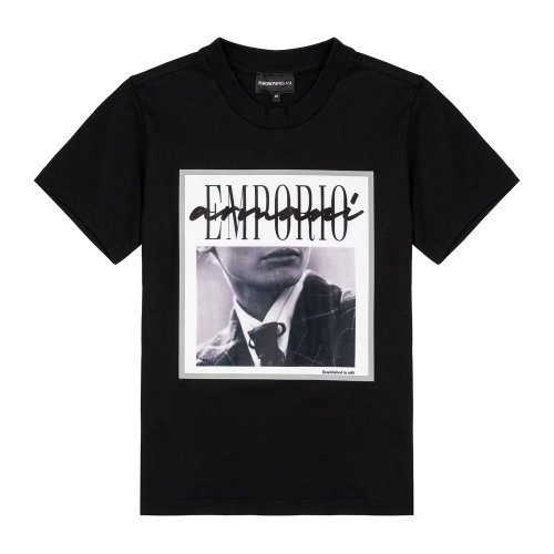 Emporio Armani/安普里奧阿瑪尼 黑色印花 女士短袖T恤 3K2T7I-2J30Z-0999