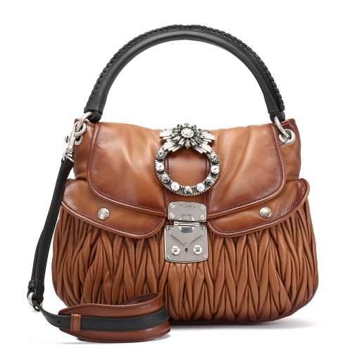 MIUMIU 純色 時尚 褶皺 女士手提包 5BC036 V OJO 2B4K F0046