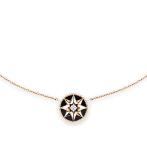 DIOR/迪奧  明星同款ROSE DES VENTS 八芒星鑲嵌鉆石縞瑪瑙玫瑰金項(xiàng)鏈 JRDV95019_0000