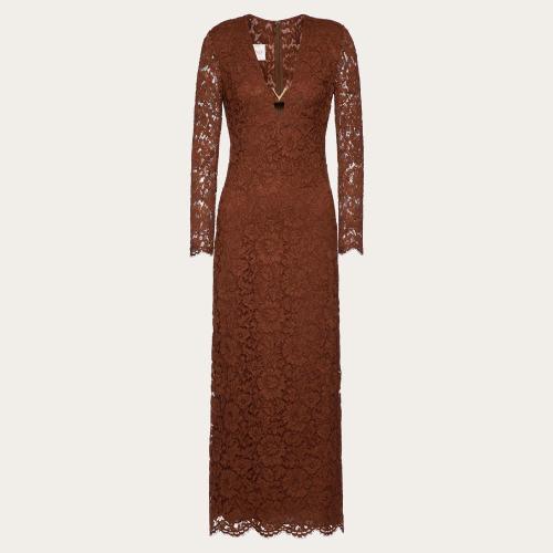  VALENTINO華倫天奴 22年秋冬 女士 連衣裙 ROBE MI-LONGUE EN HEA_VY LACE EXTENSIBLE 1B3VA07