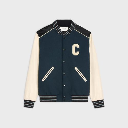  CELINE賽琳思琳 22年秋冬 男士 夾克 紋理羊毛超大學(xué)院風(fēng)夾克 2V56D896C.07VY