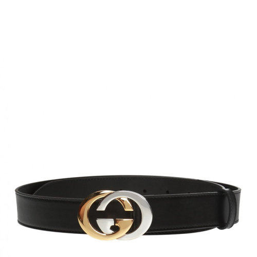 GUCCI/古馳 【20春夏新款】男士黑色牛皮互鎖雙色G板扣式皮帶腰帶 574807-0YA0X-1000