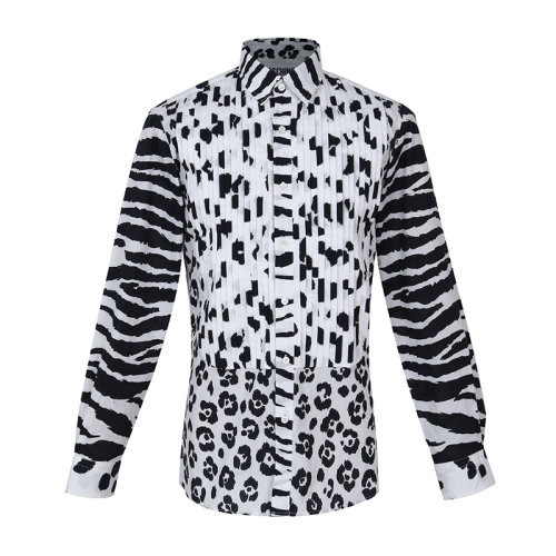 MOSCHINO/莫斯奇諾  男裝 服裝 黑白花色棉質(zhì)時尚休閑 男士長袖襯衫 ZA02105235