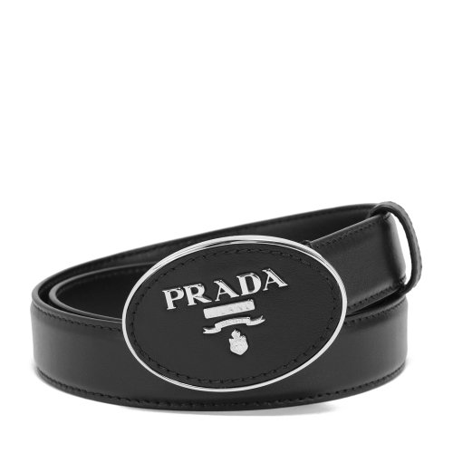 PRADA/普拉達(dá) 女士品牌標(biāo)識金屬扣飾City Calf皮革可調(diào)節(jié)腰帶 1CC277_8NQ_F0002