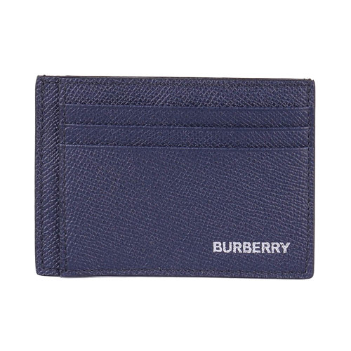 BURBERRY/博柏利 男士海軍藍(lán)色皮革經(jīng)典字母徽標(biāo)印花卡片夾卡包 8014666