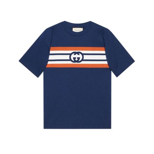  GUCCI古馳 22年秋冬 男士 互扣式雙G條紋印花T恤 616036 XJDAG 4684