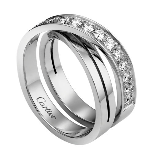 CARTIER/卡地亞 ETINCELLE系列 18K金白金鑲嵌17顆明亮式切割鉆石 結(jié)婚求婚訂婚戒指B4095800