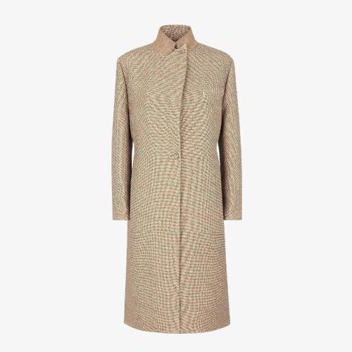  FENDI芬迪 22年秋冬 女士 大衣 米色印花羊毛外套 FF8941ALBTF1IHC