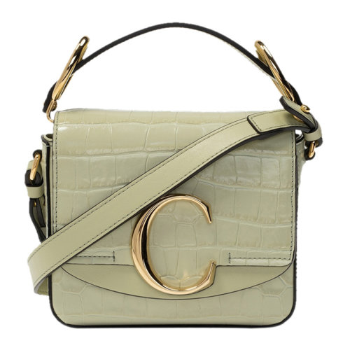 CHLOE/克洛伊 女士淺鱷魚紋牛皮革經(jīng)典金屬字母徽標(biāo)裝飾單肩包斜挎包手提包女包 CHC19US193-A87多色可選