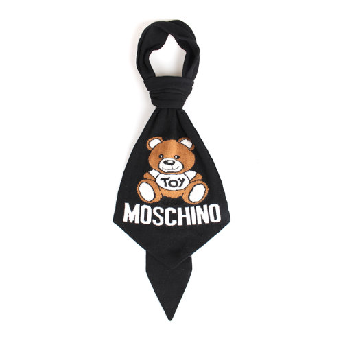 MOSCHINO/莫斯奇諾 男女同款 黑色羊毛時(shí)尚圍巾/披肩圍巾 50128M526416