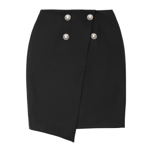 Balmain/巴爾曼 黑色 紐扣裝飾不規(guī)則半身裙  春夏