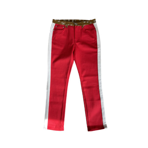Burberry博柏利  女士紅白拼接鹿紋牛仔褲