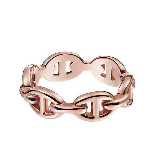 HERMES/愛馬仕 經(jīng)典Cha?ne d'Ancre Encha?née系列 小號18K金玫瑰金戒指指環(huán)H110025B