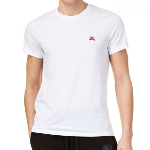 BURBERRY/博柏利 白色男士短袖T恤 紅色戰(zhàn)馬刺繡胸標(biāo) 80038311-O【奧萊】