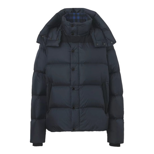 BURBERRY/博柏利 22年早春新款 男士海軍藍(lán)色尼龍混紡可拆式衣袖連帽羽絨服80455071