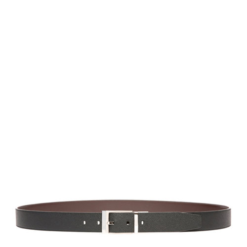 BALLY/巴利 Shiff系列男士純色粒面壓花小牛皮銀色金屬搭扣可調(diào)節(jié)雙面皮帶腰帶 6221536