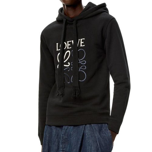 LOEWE/羅意威 22年春夏新款 男士黑色純棉雙色Logo連帽衫衛(wèi)衣H526Y25X08-1100