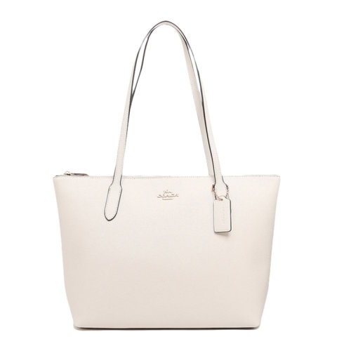 COACH/蔻馳 女士純色皮質(zhì)經(jīng)典字母徽標(biāo)裝飾拉鏈開合單肩包手提包托特包女包 F4454 多色可選