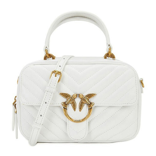 Pinko/品高女士純色絎縫羊皮金色燕子徽標(biāo)拉鏈開合mini方形單肩包斜挎包手提包女包 1P2222 多色可選