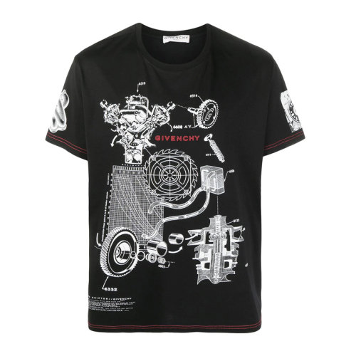 GIVENCHY 紀(jì)梵希  男裝 服飾 黑色圓領(lǐng)棉質(zhì)時(shí)尚休閑 男士短袖T恤