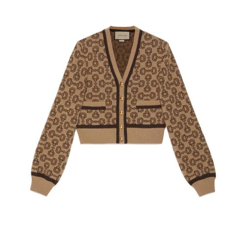  GUCCI古馳 22年秋冬 女士 馬銜扣羊絨提花開衫 717533 XKCSX 2337