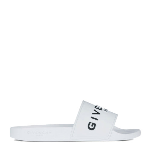 Givenchy/紀梵希 男士白色時尚LOGO徽標橡膠平底涼鞋拖鞋沙灘鞋男鞋BH300HH0EL-100