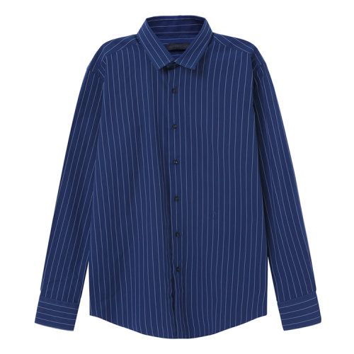 Trussardi/楚莎迪 純棉 翻領(lǐng) 深藍(lán)色 男裝 襯衣 襯衫 男士長(zhǎng)袖襯衫