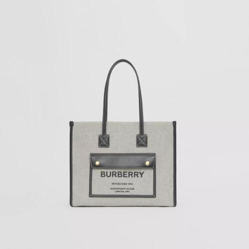  BURBERRY 22年秋冬 女士 Freya 小號(hào)雙色帆布拼皮革芙蕾雅包 80441371 預(yù)定商品1-3周發(fā)貨