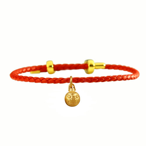 GJY/古金玥 24K古法黃金 吞金獸足金999琺瑯燒藍轉(zhuǎn)運珠招財納福手鏈