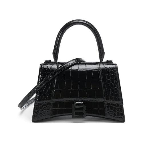 Balenciaga/巴黎世家【22春夏新款】女士鱷魚紋Hourglass系列牛皮革手提單肩斜挎包沙漏包小號S碼 593546 1LR67
