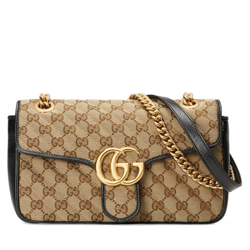 【官網(wǎng)專(zhuān)享】GUCCI/古馳 2020早春新款GG Marmont 女士小號(hào)米色雙G帆布鏈條單肩包 443497HVKEG9772