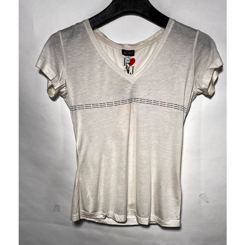 ARMANIJEANS/阿瑪尼牛仔/白色女士短袖T恤（瑕疵折扣）