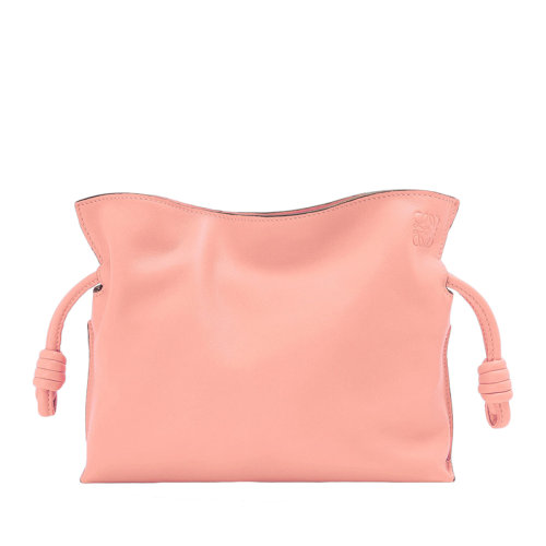 LOEWE/羅意威 22春夏新款Flamenco系列 女士迷你粉色牛皮革壓紋配金色襯里可拆卸肩帶單肩斜挎手拿包 0010590909